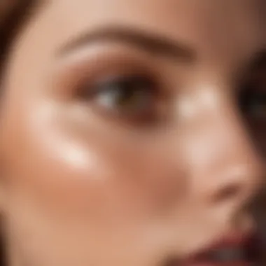 Close-up of smooth foundation application on a flawless canvas