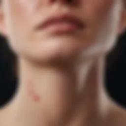 Close-up of back neck acne showing inflamed skin