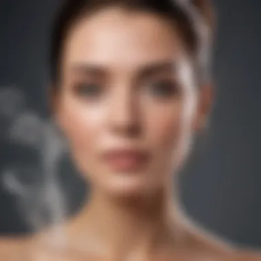 Close-up of the steam being emitted from the facial steamer