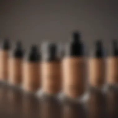 Different matte foundation bottles arranged aesthetically