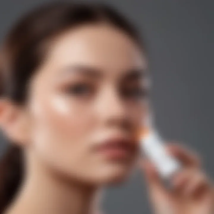 Application of sunscreen on a clear, blemish-free skin