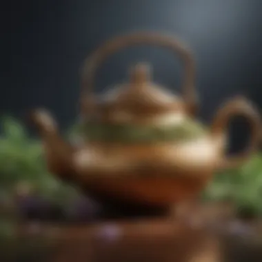 Aromatic herbal blend in a traditional teapot