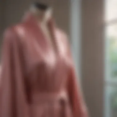 Elegant silk robe showcased on a mannequin with soft lighting