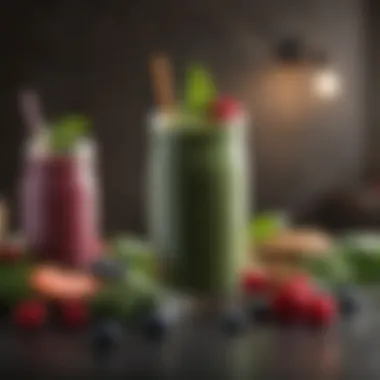 Healthy smoothie with ingredients like spinach and berries