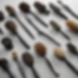 A selection of brushes suitable for drying hair, showcasing various materials and designs.