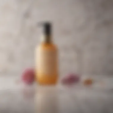 Elegant bottle of deep conditioner on marble background