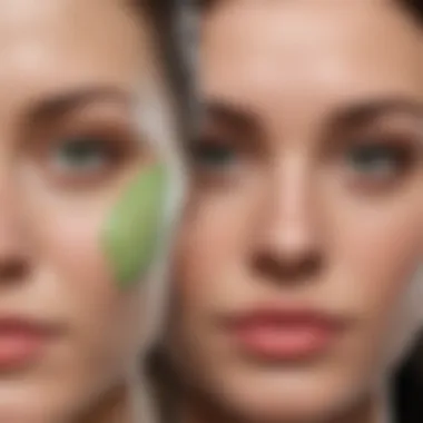 Before and after demonstration of concealer application on redness