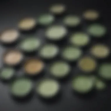 Flat lay of various green concealer products