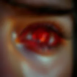 A close-up view of red eyes