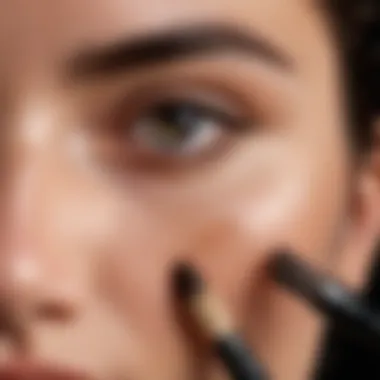 Brush applying creaseless undereye concealer under the eye