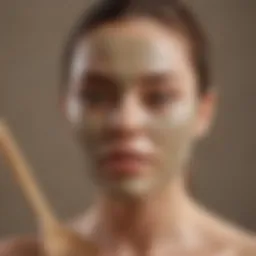 Natural clay mask on wooden spoon