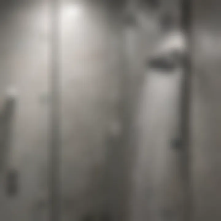 Close-up of a fog-resistant mirror in a modern shower