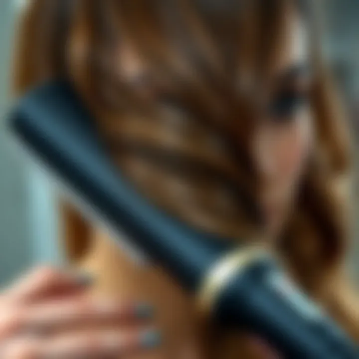 Close-up of hair styled with an ironing machine