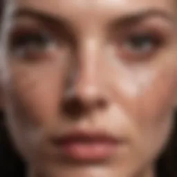 Close-up of facial skin showing spider veins