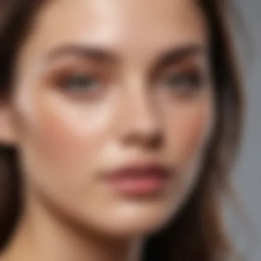 Close-up of flawless skin achieved using light liquid foundation