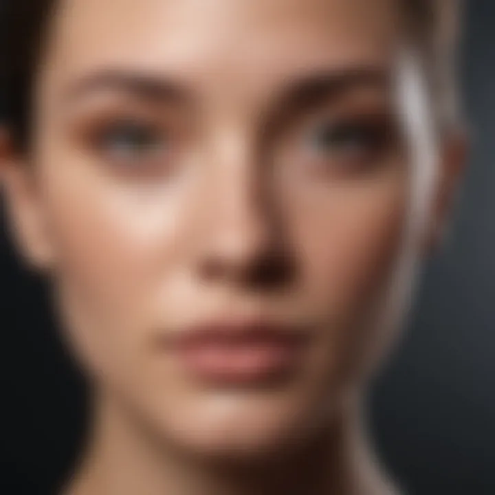 Close-up of a flawless complexion achieved with foundation