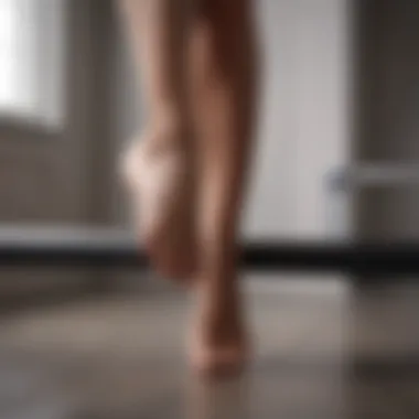 Close-up of feet in a barre position