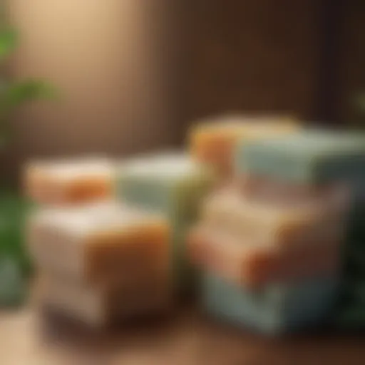 Close-up of various natural face soap bars