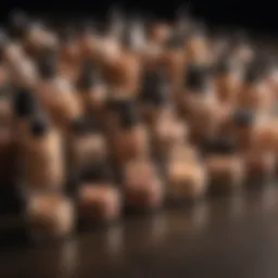 An array of liquid foundation kits showcasing various shades and formulations.