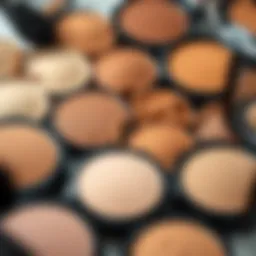Close-up of powder contour kit shades