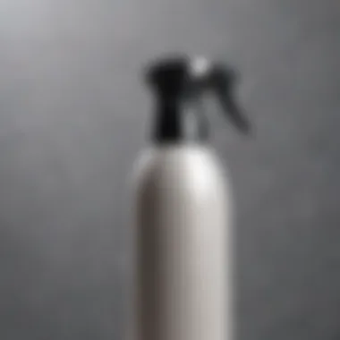 Close-up of salt hairspray bottle showcasing its unique texture.