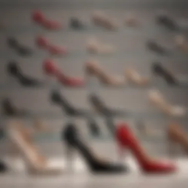 Elegant shoes lined up neatly in a row