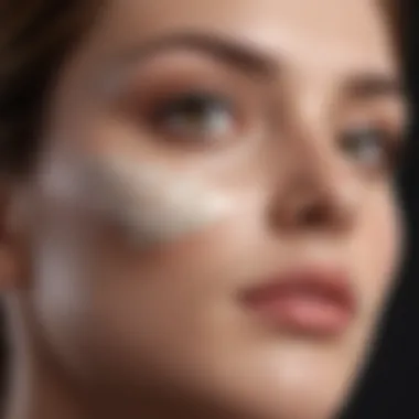 A close-up of a luxurious cream being applied to smooth skin, highlighting texture and hydration.