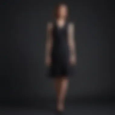 Elegant casual black dress displayed on a mannequin with minimal accessories