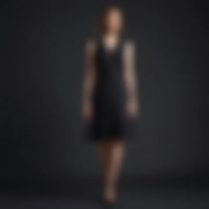 Elegant casual black dress displayed on a mannequin with minimal accessories