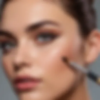 Model demonstrating the application of dipbrow product using the brush