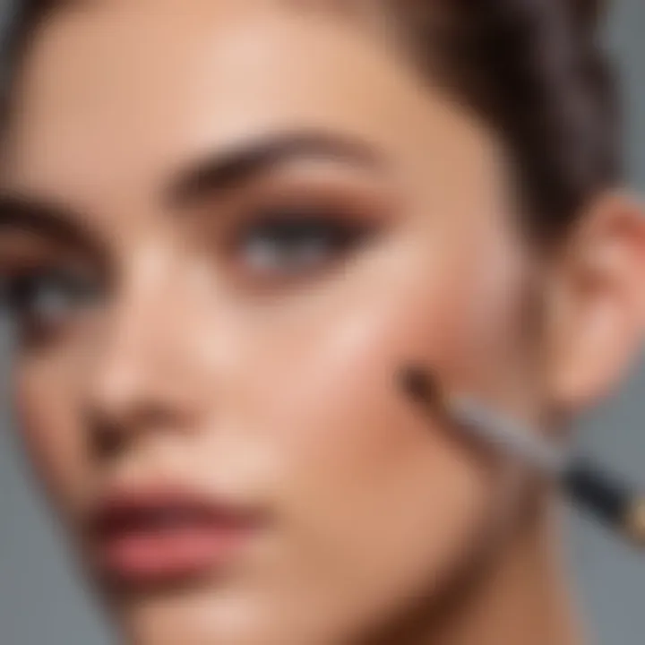 Model demonstrating the application of dipbrow product using the brush