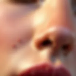 Close-up of ingrown hair bumps on facial skin