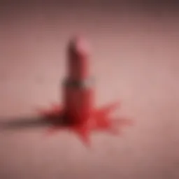 Close-up of a lipstick stain on fabric
