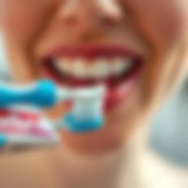 Close-up of toothpaste being applied to a toothbrush ready for use
