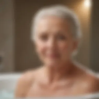 Elderly individual enjoying a relaxing bath with the perfect back brush