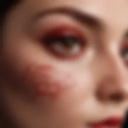 Dark red mascara brush swirling in elegant pattern