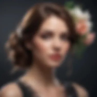 Floral Elegance in Medium Hair Styling Elegant Medium Hairdo with Floral Accent