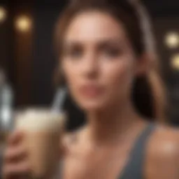 Elegant woman enjoying a protein shake