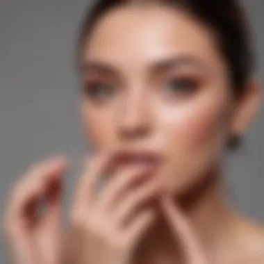 Woman applying dip powder on nails