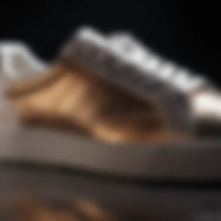 Close-up of luxurious materials used in designer sneakers