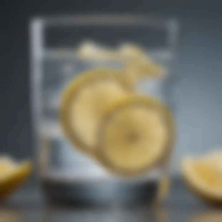 A glass of clear water with lemon slices