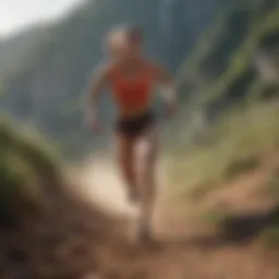 Athlete sprinting uphill