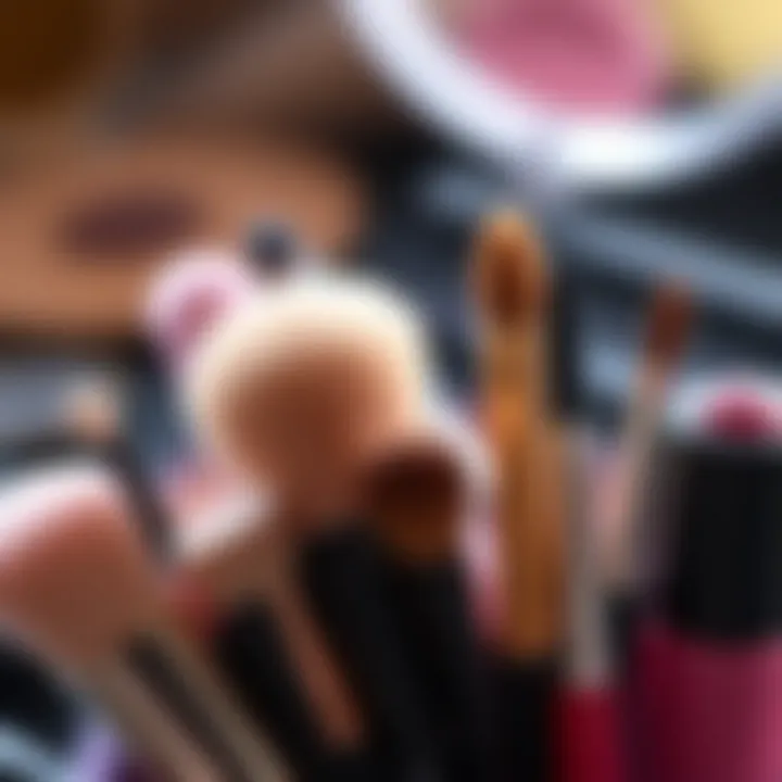 A close-up of various brushes and tools for precise makeup application.