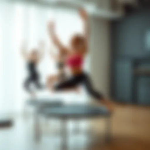 Dynamic Rebounding Techniques Dynamic exercise session on a rebounder showcasing varied techniques