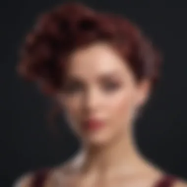 Elegant Updo with Burgundy Hair Burgundy hair styled in an elegant updo