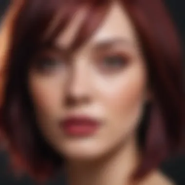 Vibrant Burgundy Hair on Display A stunning model showcasing a vibrant burgundy hair color