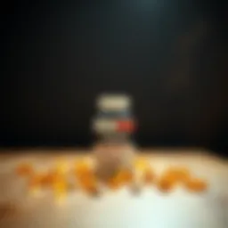 Vibrant hair vitamins on a wooden table