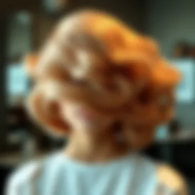 An artistically styled hair showcasing volume and shine with cream mousse