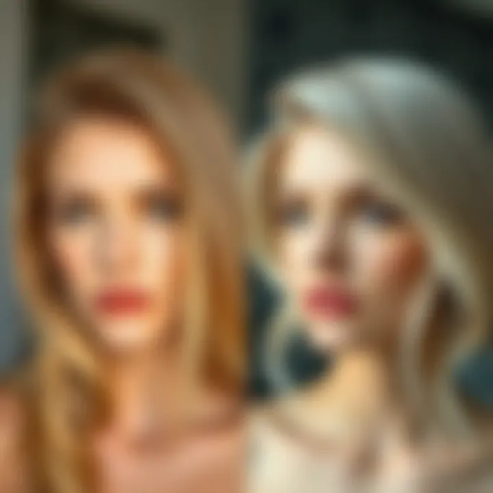 Before and after transformation of hair using cream mousse