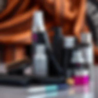 Close-up of curling tools and products ideal for shoulder length hair.